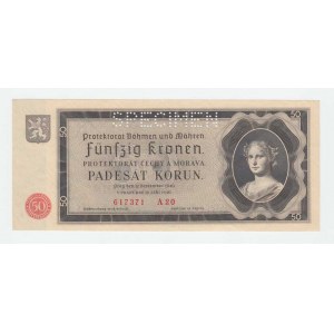 Protektorát Čechy a Morava, 1939 - 1945, 50 Koruna 1940 - série A20, BHK.34, He.36a.s1,