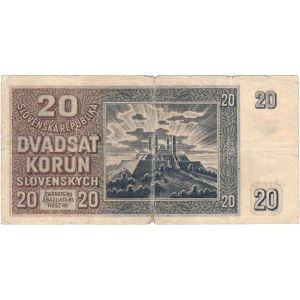 Slovenská republika, 1939 - 1945, 20 Koruna 1939, série Fe60, BHK.47b, He.50a2,