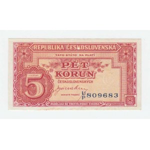 Československo - státovky londýnské emise, 5 Koruna (1945), série UP, BHK.70, He.75a.s1,