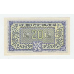 Československo - státovky londýnské emise, 20 Koruna (1945), série KZ, BHK.72, He.77a neperf.