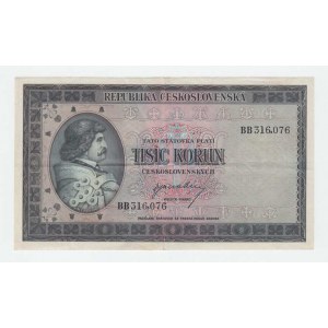 Československo - státovky londýnské emise, 1000 Koruna (1945), série BB, BHK.76, He.81a,
