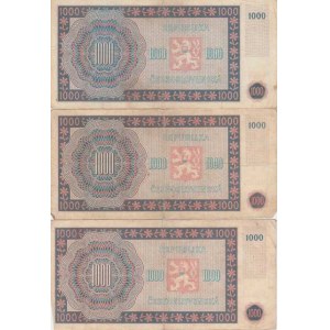 Československo - bankovky a státovky 1945 - 1953, 1000 Koruna 1945, série 01A, 02A, 09A, BHK.78a,