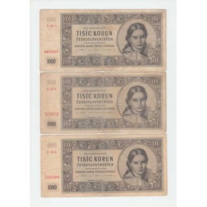 Československo - bankovky a státovky 1945 - 1953, 1000 Koruna 1945, sér. 05A, 07A, 09A, BHK.78a,