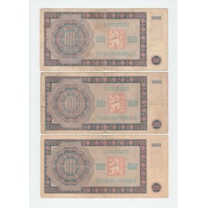 Československo - bankovky a státovky 1945 - 1953, 1000 Koruna 1945, sér. 05A, 07A, 09A, BHK.78a,