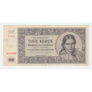 Československo - bankovky a státovky 1945 - 1953, 1000 Koruna 1945, sér. 12A, BHK.78a, He.83a nepe