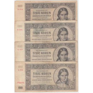 Československo - bankovky a státovky 1945 - 1953, 1000 Koruna 1945, série 13A, 14A, 24A, 27A, BHK.7