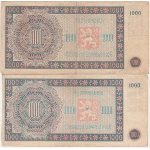 Československo - bankovky a státovky 1945 - 1953, 1000 Koruna 1945, série 06B, 10B, BHK.78b, He.83b