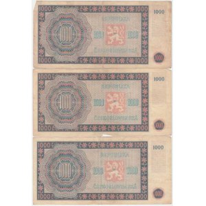 Československo - bankovky a státovky 1945 - 1953, 1000 Koruna 1945, série 03C, 05C, 11C, BHK.78c1,