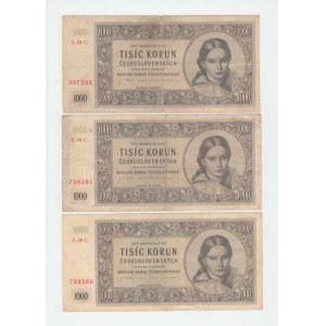 Československo - bankovky a státovky 1945 - 1953, 1000 Koruna 1945, série C04, C08, C09, BHK.78b,