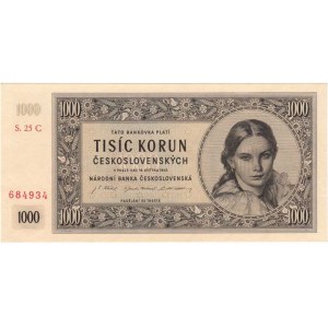 Československo - bankovky a státovky 1945 - 1953, 1000 Koruna 1945, série 25C, BHK.78c1, He.84a,