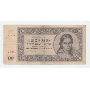 Československo - bankovky a státovky 1945 - 1953, 1000 Koruna 1945, série 28D, BHK.78c2, He.84a,