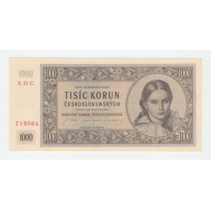 Československo - bankovky a státovky 1945 - 1953, 1000 Koruna 1945, série 21C, BHK.78c1, He.84a.s1,