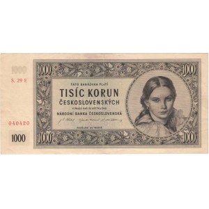 Československo - bankovky a státovky 1945 - 1953, 1000 Koruna 1945, série 29E, BHK.78d, He.84b,