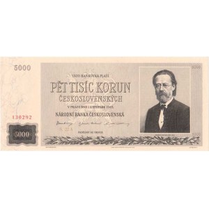 Československo - bankovky a státovky 1945 - 1953, 5000 Koruna 1945, série 22A, BHK.79, He.85a nepe