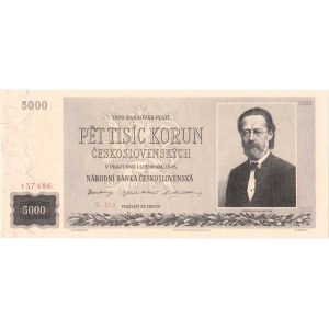 Československo - bankovky a státovky 1945 - 1953, 5000 Koruna 1945, série 12A, BHK.79, He.85a.s1,