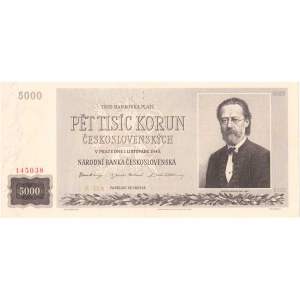 Československo - bankovky a státovky 1945 - 1953, 5000 Koruna 1945, série 13A, BHK.79, He.85a.s1,