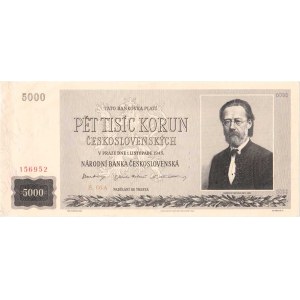 Československo - bankovky a státovky 1945 - 1953, 5000 Koruna 1945, série 06A, BHK.79, He.85a.s1,