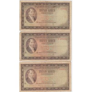 Československo - bankovky a státovky 1945 - 1953, 500 Koruna 1946, série J, P, T, BHK.80a, He.87a,