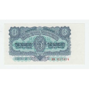 Československo - bankovky a státovky 1953, 3 Koruna 1953, sér.BN (Moskva), BHK.87aA, He.99a1.s1,