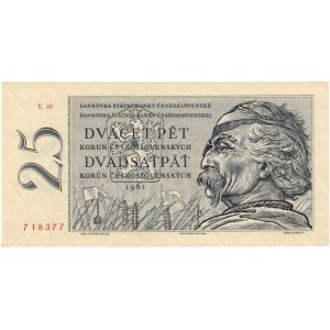 Československo - bankovky a státovky 1958 - 1964, 25 Koruna 1961, sér. E40, BHK.97a, He.109a neper