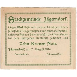 Nouzová platidla Československa, 1914 - 1945, Jägerndorf (Krnov), 10/2 Koruna 1914, D-H.82.1.1f,