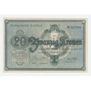 Nouzová platidla Československa, 1914 - 1945, Karlsbad (Karlovy Vary), 20 Koruna 1919, D-H.92.3.3b,