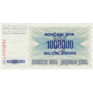 Bosna a Hercegovina, 1.000.000 Dinárů 1993, Pick.35c - nevydaný přetisk na
