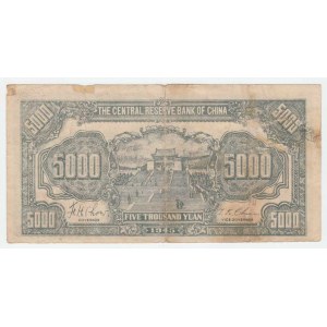 Čína - japonská okupace, 5.000 Yuan 1945, Pick.J41a, natrž., skvrnky