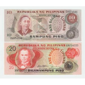 Filipiny, 10 Piso, 20 Piso (1974-1985), Pick.154a,155a 2ks
