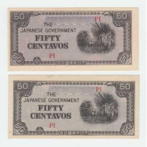 Filipiny - japonská okupace, 50 Centavos (1942), Pick.105a,105b 2ks