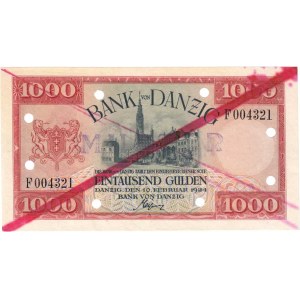 Gdaňsk, 1000 Gulden 10.2.1924, Pick.57 - 8x perforace otvorem