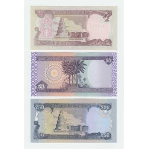 Irák, 1/2 Dinar 1993, 50 Dinár 2003, 250 Dinár 2003,