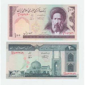 Irán, 200 Rials (1982), 100 Rials (1985), Pick.136a,140a