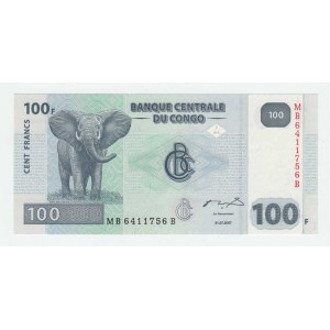 Kongo (Zaire), 100 Francs 2007, jako Pick.92a (letopočet neuveden)