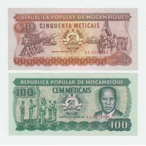 Mosambik, 100 Meticais 16.6.1983, 50 Meticais 16.6.1986,