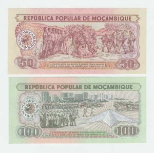 Mosambik, 100 Meticais 16.6.1983, 50 Meticais 16.6.1986,