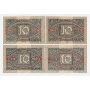 Německo, 10 Marka 1920, Pick.67a, Ros.63a, různé podtisky