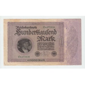 Německo, 100.000 Marka 1.2.1923, Pick.83b, Ros.82d - série 17R