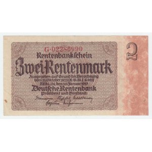 Německo, 2 Rentenmarka 1937, Pick.174b, Ros.167c - série G
