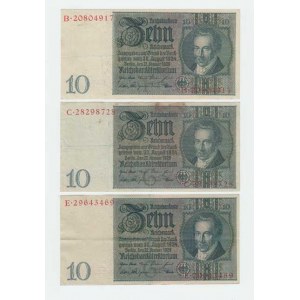 Německo, 10 Marka 1929, Pick.180a, Ros.173a - podtisk a série