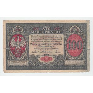Polsko, 100 Marka 1916 - německá okupace, Pick.15, Mil.15,