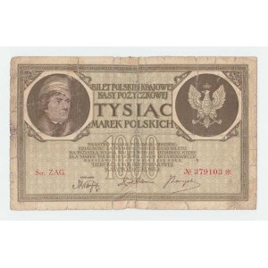 Polsko, 1000 Marek 17.5.1919, Pick.22d, Mil.22h - Ser.ZAG,