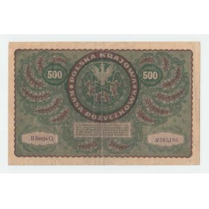 Polsko, 500 Marek 1919, Pick.28, Mil.28b - na dolním okraji
