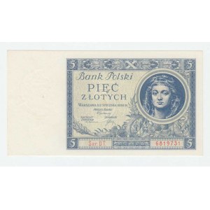 Polsko, 5 Zlotych 1930, Pick.72, Mil.71c