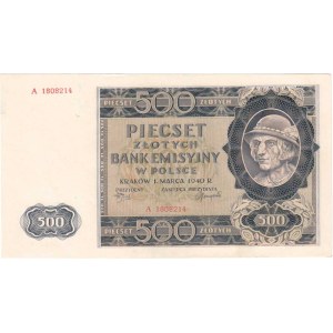 Polsko, 500 Zlotých 1940 - německá okupace, Pick.98, Mil.98a