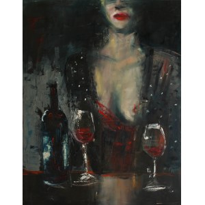 Anna Zawadzka-Dziuda, Nude with red wine 2021