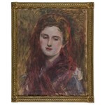 Męcina-Krzesz Józef (1860-1934), Kobieta z czerwonym woalu, przed 1918