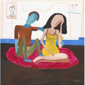 Paulina Robotycka, Kobieta i mężczyzna na amarantowym dywanie, 2021