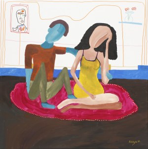 Paulina Robotycka, Kobieta i mężczyzna na amarantowym dywanie, 2021
