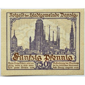 Wolne Miasto Gdańsk, 50 fenigów (pfennig) 1919, UNC